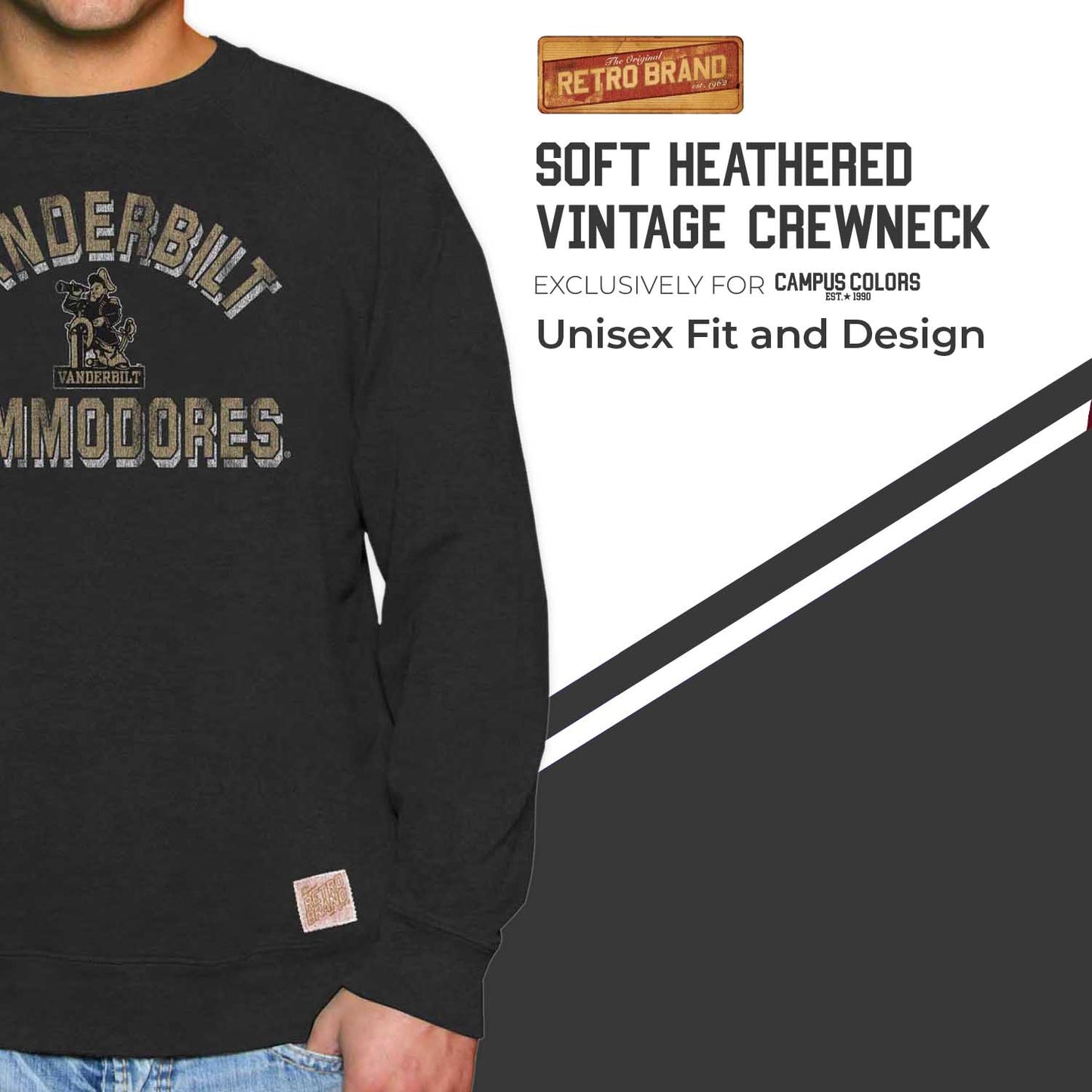 Vanderbilt Commodores Adult University Crewneck - Black