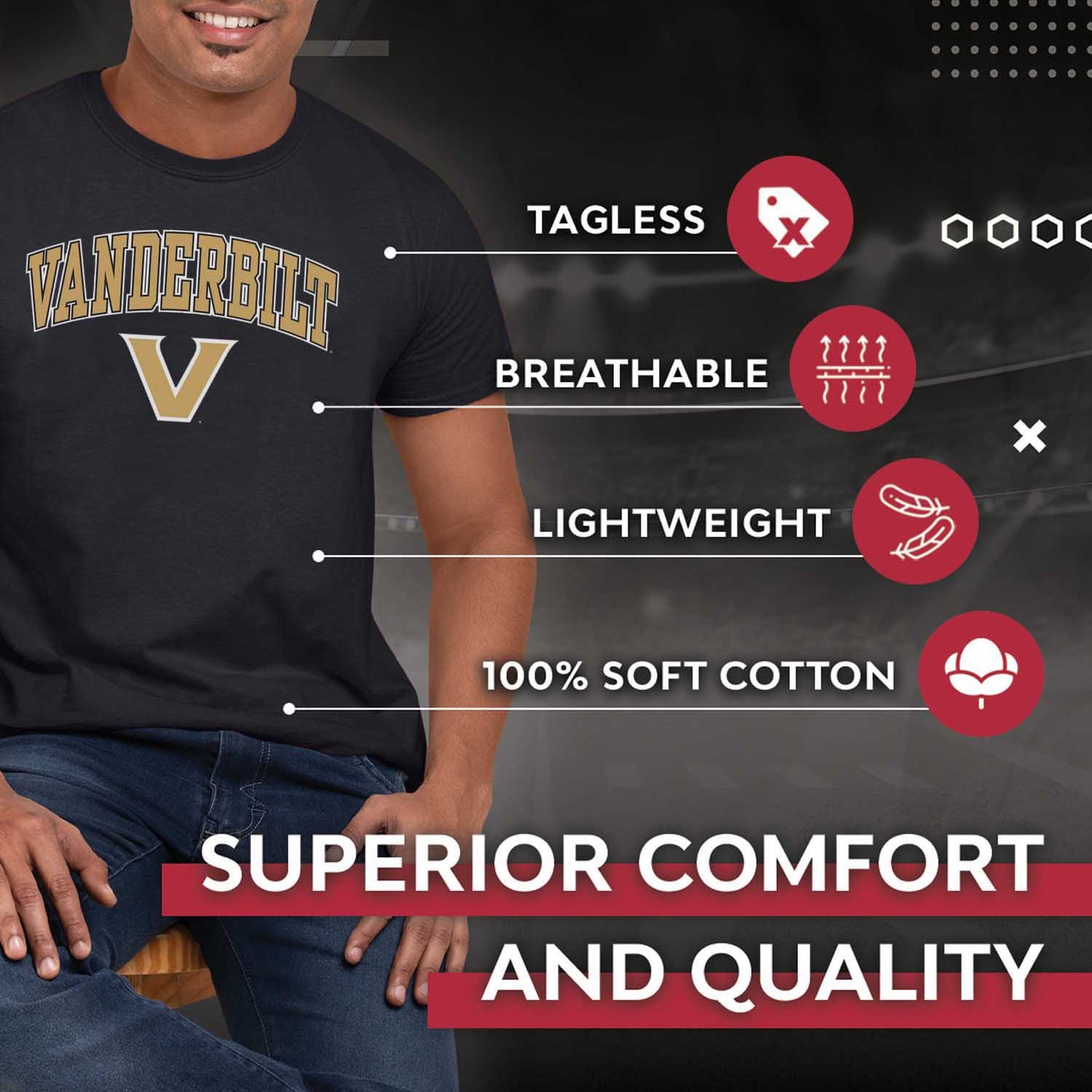 Vanderbilt Commodores NCAA Adult Gameday Cotton T-Shirt - Black