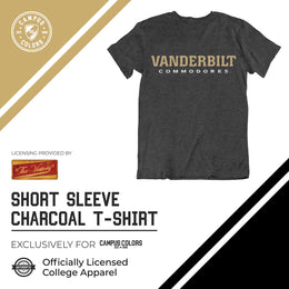 Vanderbilt Commodores Campus Colors NCAA Adult Cotton Blend Charcoal Tagless T-Shirt - Charcoal