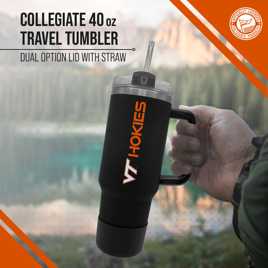 Virginia Tech Hokies College & University 40 oz Travel Tumbler With Handle - Black