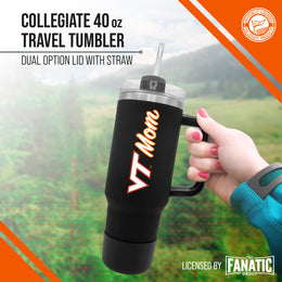 Virginia Tech Hokies Collegiate 40oz Stainless Steel Travel Tumbler with Handle for Mom - Black