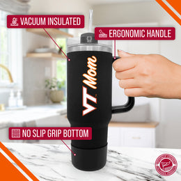 Virginia Tech Hokies Collegiate 40oz Stainless Steel Travel Tumbler with Handle for Mom - Black