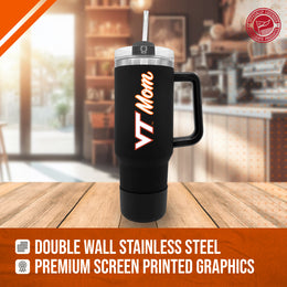 Virginia Tech Hokies Collegiate 40oz Stainless Steel Travel Tumbler with Handle for Mom - Black