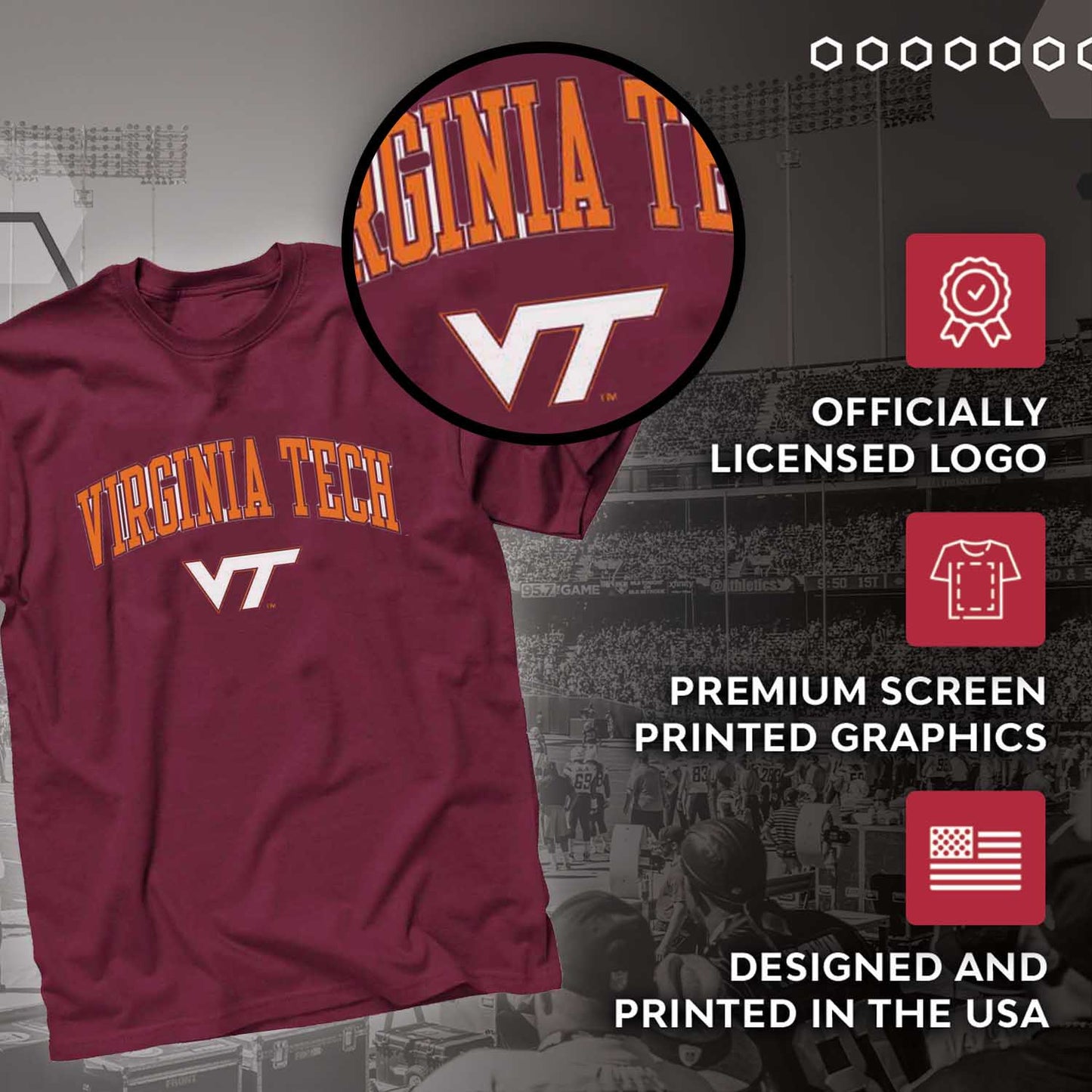 Virginia Tech Hokies NCAA Adult Gameday Cotton T-Shirt - Maroon