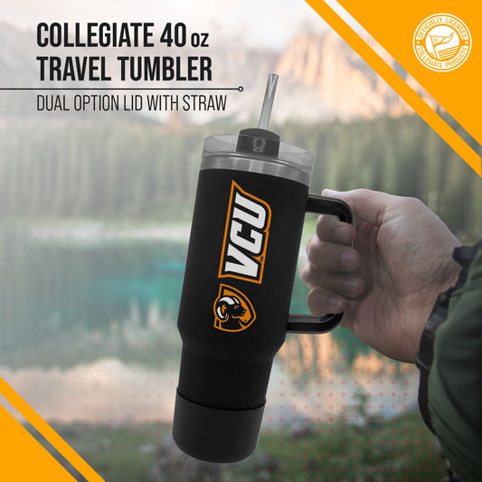 VCU Rams College & University 40 oz Travel Tumbler With Handle - Black