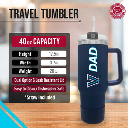 Villanova Wildcats Collegiate 40oz Stainless Steel Travel Tumbler with Handle for Dad - Navy