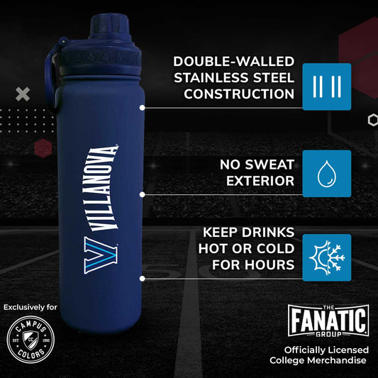 Villanova Wildcats NCAA Stainless Steel Water Bottle - Navy