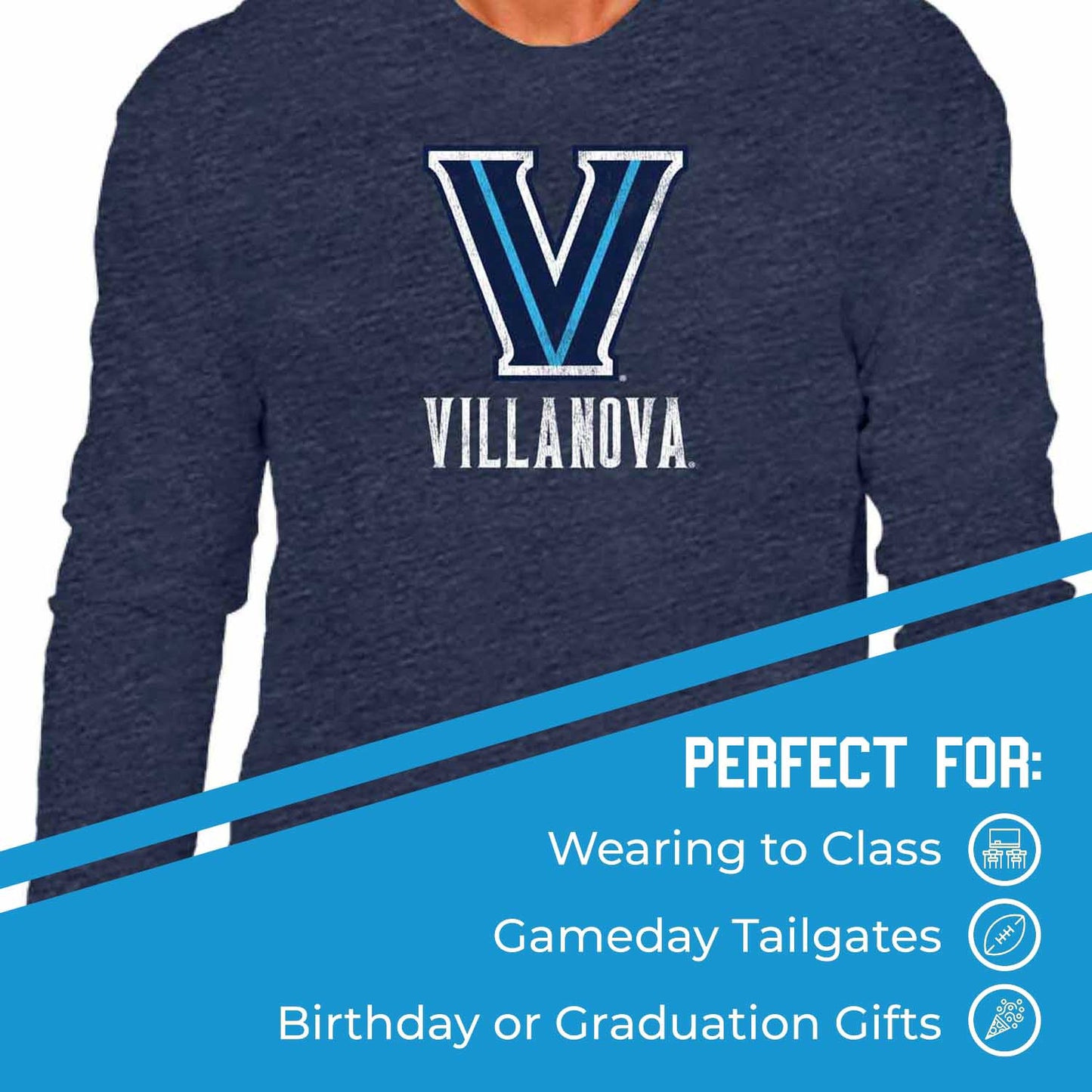 Villanova Wildcats NCAA MVP Adult Long-Sleeve Shirt - Navy