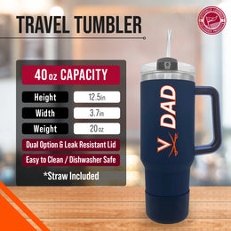 Virginia Cavaliers Collegiate 40oz Stainless Steel Travel Tumbler with Handle for Dad - Navy