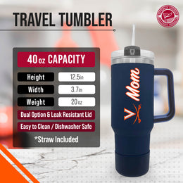 Virginia Cavaliers Collegiate 40oz Stainless Steel Travel Tumbler with Handle for Mom - Navy