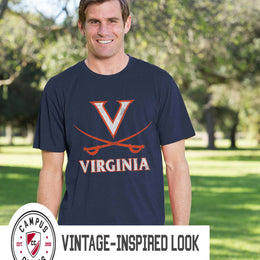 Virginia Cavaliers Adult MVP Heathered Cotton Blend T-Shirt - Navy