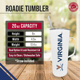 Virginia Cavaliers NCAA Stainless Steel 20oz Roadie With Handle & Dual Option Lid With Straw - White