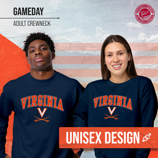 Virginia Cavaliers Adult Arch & Logo Soft Style Gameday Crewneck Sweatshirt - Navy