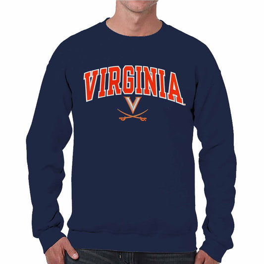 Virginia Cavaliers NCAA Adult Tackle Twill Crewneck Sweatshirt - Navy