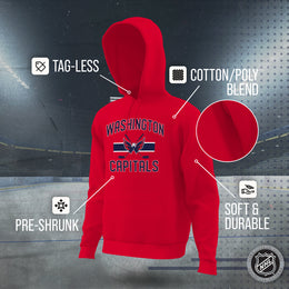 Washington Capitals Adult NHL Face Off Hockey Fleece Hooded Sweatshirt - Red