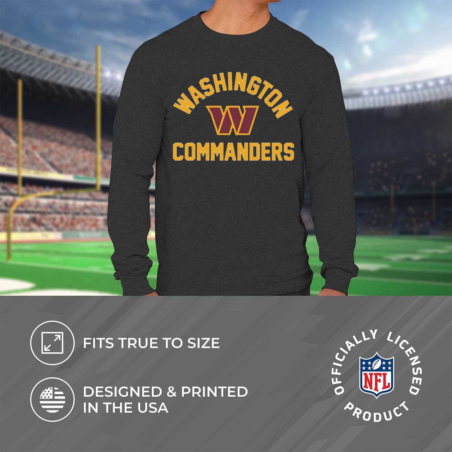 Washington Commanders NFL Gameday Adult Football Long Sleeve Shirt - Charcoal