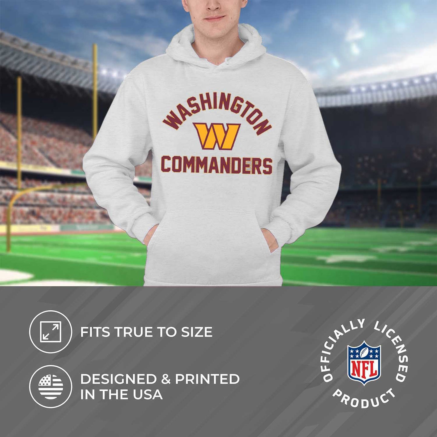 Washington Commanders NFL Adult Gameday Hooded Sweatshirt - Sport Gray