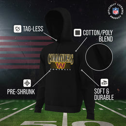 Washington Commanders NFL Adult Unisex Overtime Blueprint Soft Fleece Hooded Sweatshirt - Black