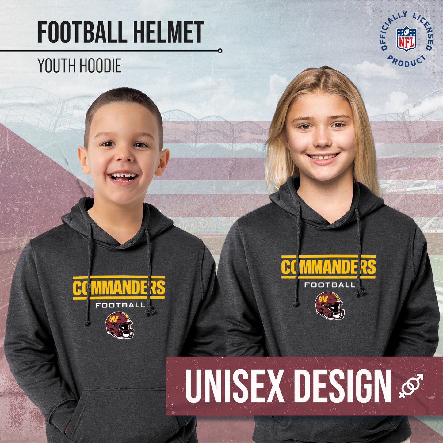 Washington Commanders NFL Youth Football Helmet Hood - Charcoal