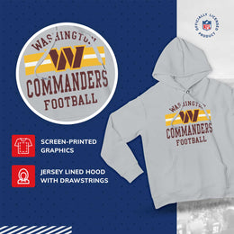Washington Commanders NFL Team Stripe Hooded Sweatshirt- Soft Pullover Sports Hoodie For Men & Women - Sport Gray