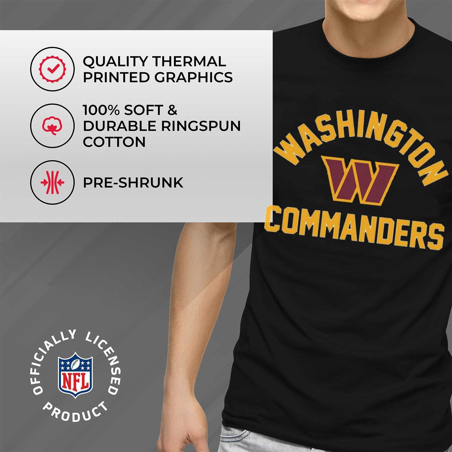 Washington Commanders NFL Adult Gameday T-Shirt - Black