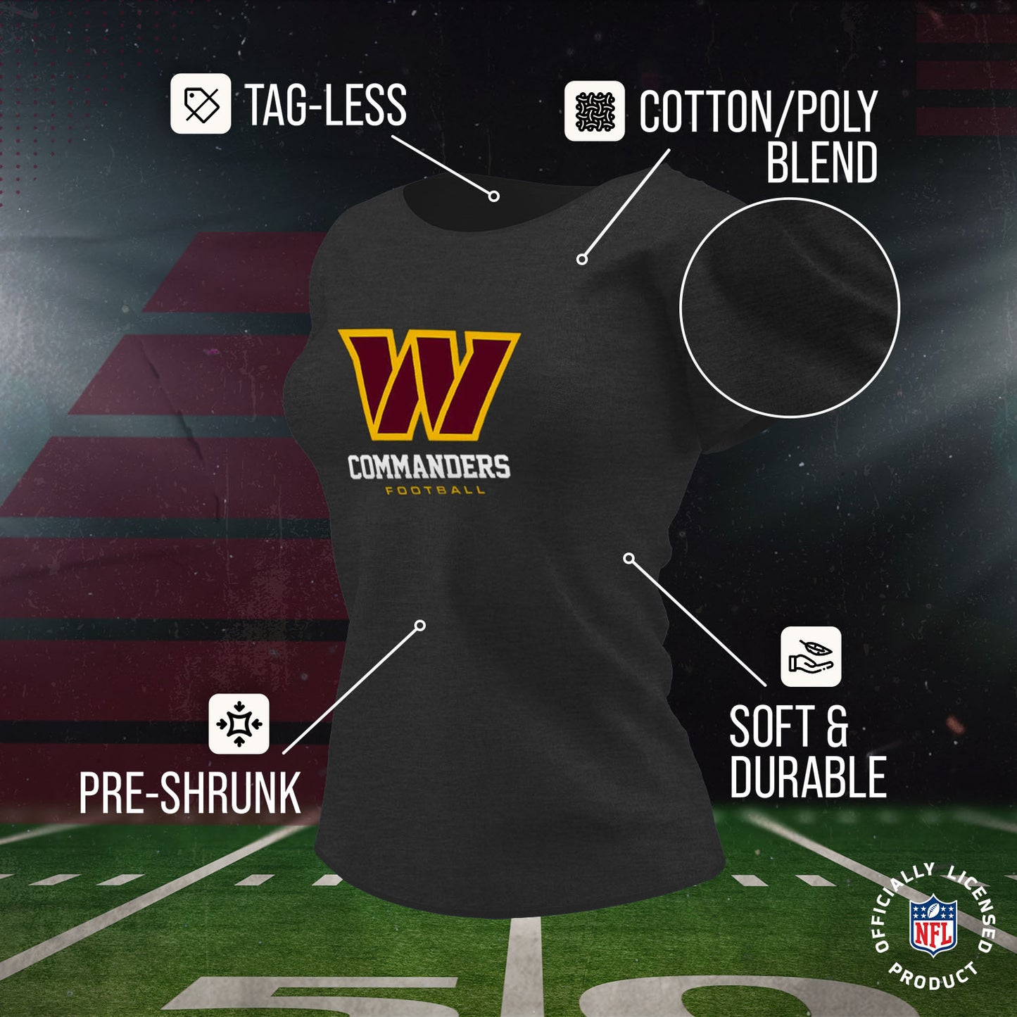Washington Commanders Women's NFL Ultimate Fan Logo Short Sleeve T-Shirt - Black