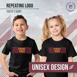 Washington Commanders NFL Youth Repeating Logo Football T-Shirt Unisex Tag Free Comfortable - Black