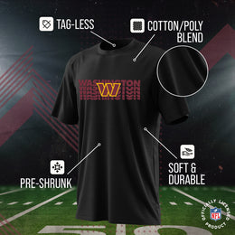 Washington Commanders NFL Youth Repeating Logo Football T-Shirt Unisex Tag Free Comfortable - Black