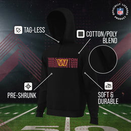 Washington Commanders NFL Youth Repeating Logo Football Fleece Hooded Sweatshirt - Black