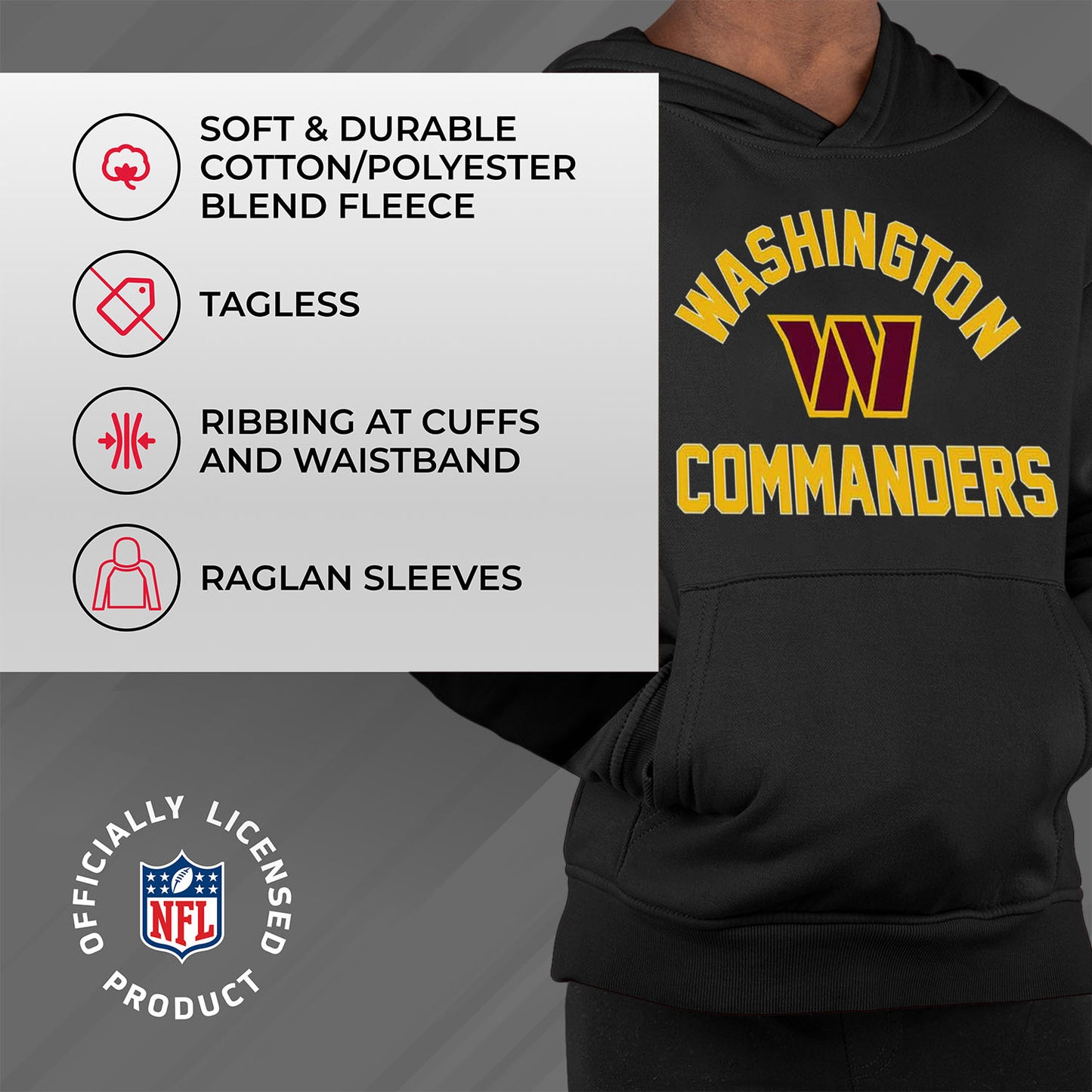 Washington Commanders NFL Youth Gameday Hooded Sweatshirt - Black