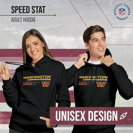 Washington Commanders Adult NFL Speed Stat Sheet Fleece Hooded Sweatshirt - Black