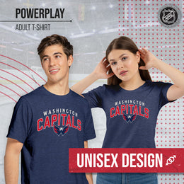 Washington Capitals NHL Adult Powerplay Heathered Unisex T-Shirt - Navy