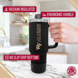 Wake Forest Demon Deacons Collegiate 40oz Stainless Steel Travel Tumbler with Handle for Alumni - Black