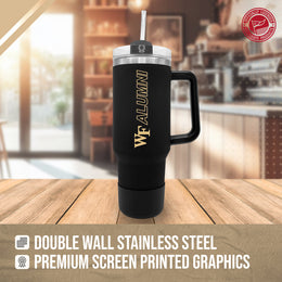 Wake Forest Demon Deacons Collegiate 40oz Stainless Steel Travel Tumbler with Handle for Alumni - Black