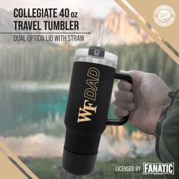 Wake Forest Demon Deacons Collegiate 40oz Stainless Steel Travel Tumbler with Handle for Dad - Black