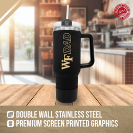 Wake Forest Demon Deacons Collegiate 40oz Stainless Steel Travel Tumbler with Handle for Dad - Black