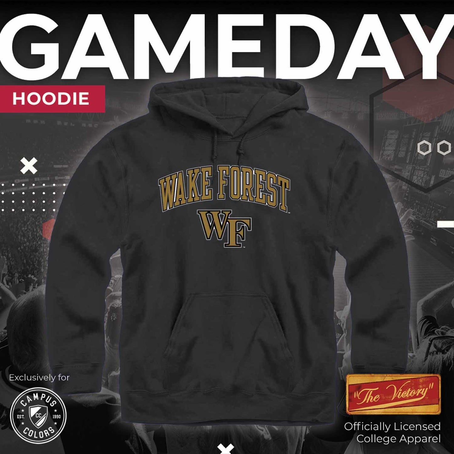 Wake Forest Demon Deacons Adult Arch & Logo Soft Style Gameday Hooded Sweatshirt - Black