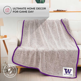 Washington Huskies NCAA Silk Sherpa College Throw Blanket - Purple