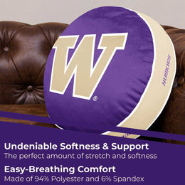 Washington Huskies Team Logo 15 Inch Ultra Soft Stretch Plush Pillow - Purple