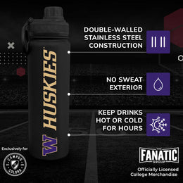 Washington Huskies NCAA Stainless Steel Water Bottle - Black