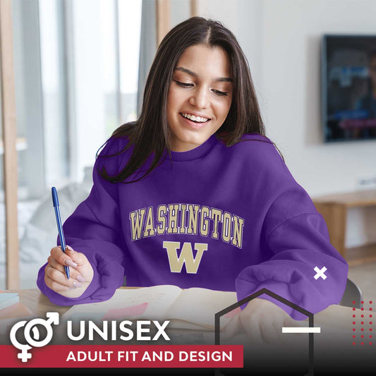 Washington Huskies Adult Arch & Logo Soft Style Gameday Crewneck Sweatshirt - Purple