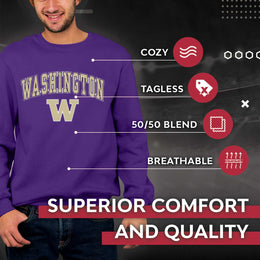 Washington Huskies Adult Arch & Logo Soft Style Gameday Crewneck Sweatshirt - Purple