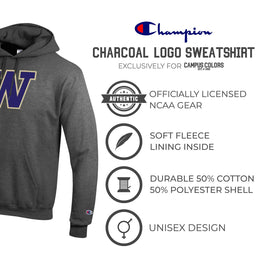 Washington Huskies Adult Mascot Fleece Hooded Sweatshirt - Charcoal