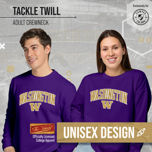 Washington Huskies NCAA Adult Tackle Twill Crewneck Sweatshirt - Purple