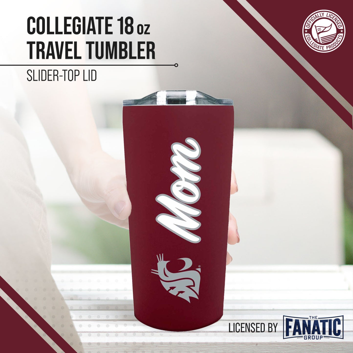 Washington State Cougars NCAA Stainless Steel Travel Tumbler for Mom - Maroon