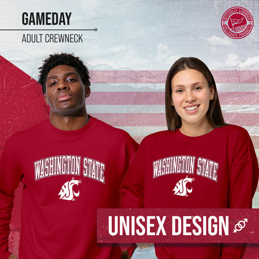 Washington State Cougars Adult Arch & Logo Soft Style Gameday Crewneck Sweatshirt - Cardinal