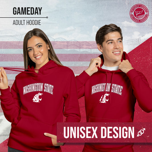 Washington State Cougars Adult Arch & Logo Soft Style Gameday Hooded Sweatshirt - Cardinal