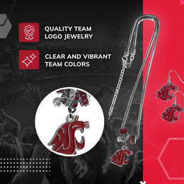 Washington State Cougars Collegiate Game Day Necklace and Earrings - Silver