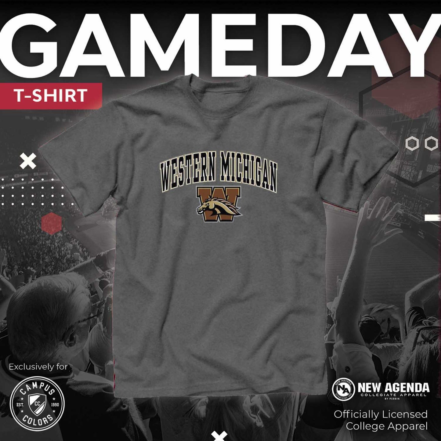 Western Michigan Broncos NCAA Adult Gameday Cotton T-Shirt - Gray