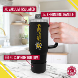 Wichita State Shockers Collegiate 40oz Stainless Steel Travel Tumbler with Handle for Alumni - Black